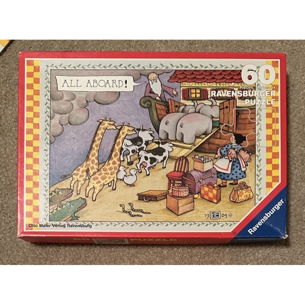 Ravensburger Puzzle 1991 Mary Engelbreit Noah's Ark Kids 60 Pc Puzzle Complete